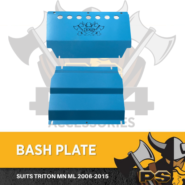 BLUE Bash Plate 2pc for Mitsubishi Challener PB PC 4MM Underbody Sump Guard