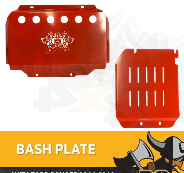 Bash Plate 4mm 2pc Powder Coated Red suit Ford Everest 2011-2020 Sump Guard