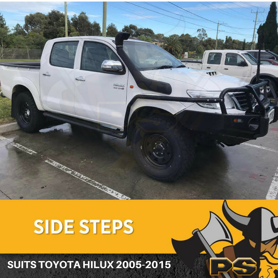 Steel Side Steps and Brush Bars to suit Toyota Hilux 2005-2015 Rock Sliders Dual Cab 3 Brackets
