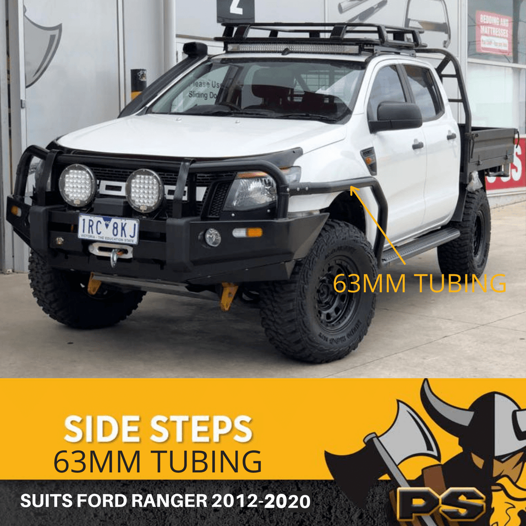 Steel Side Steps + Brush Rail bars for Ford Ranger 2012-2020 63MM 3 Inch