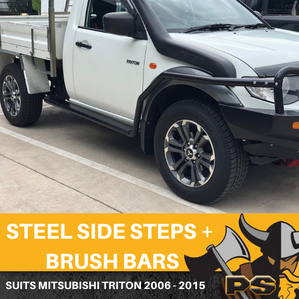 Steel Side Steps & Brush Bars for Mitsubishi Triton ML MN 2006-2015 Single Cab