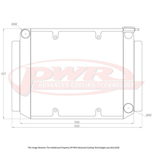 55mm Crossflow Radiator (Holden HR V8 66-68) w/ 16" SPAL Fan Mounts
