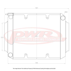 55mm Crossflow Radiator (Holden Torana LC-LJ V8 69-74) w/ 16" SPAL Fan Mounts
