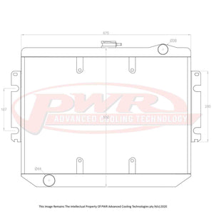 55mm Radiator (Chrysler Valiant CM 6cyl 78-81) w/ 16" SPAL Fan Mounts