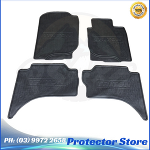 Rubber Floor Mats Front & Rear to suit Mitsubishi Triton 2006-2015 MN ML