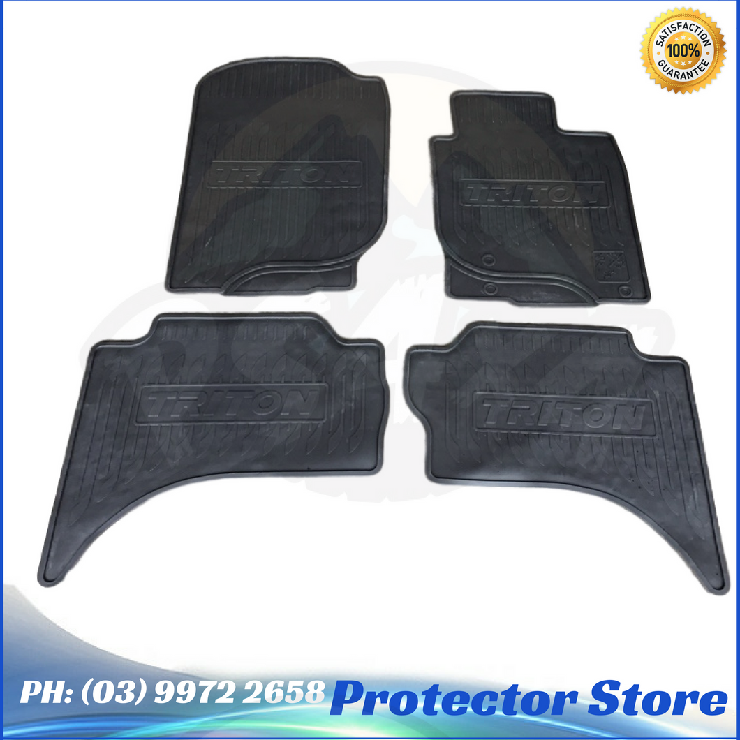 Rubber Floor Mats Front & Rear to suit Mitsubishi Triton 2006-2015 MN ML