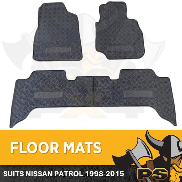 Nissan Patrol Y61 1998-2015 Wagon Rubber Floor Mats Front & Rear New