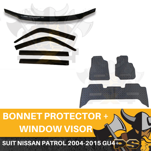 Nissan Patrol WAGON 2004-2015 GU4+ Y61 Bonnet Protector & Window Visors & Floor Mats
