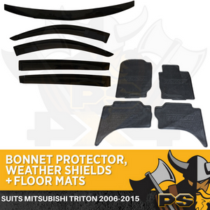 Bonnet Protector, Window Visors, Floor Mats suit Mitsubishi Triton 2006-2015