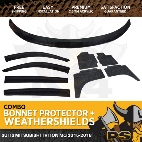 Bonnet Protector, Weathershields, Floor Mats for Mitsubishi Triton MQ 2015-2018