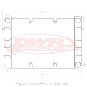 55mm Radiator (Holden Commodore VP-VS Chev V8 91-00) w/ 16" SPAL Fan Mounts