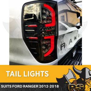 Black 3D LED Tail Lights for 2011-2020 Ford Ranger PX1 PX2 PX3 XLT XLS WILDTRAK