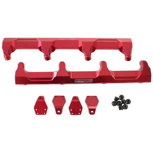 GM LSA SUPERCHARGED FUEL RAIL -8ORB INLETS / OUTLETS BILLET Red
