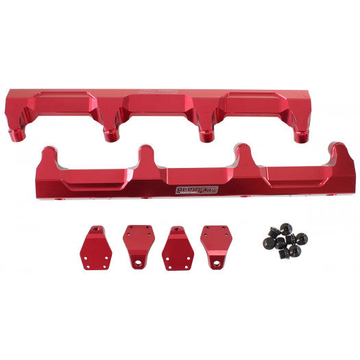 GM LSA SUPERCHARGED FUEL RAIL -8ORB INLETS / OUTLETS BILLET Red