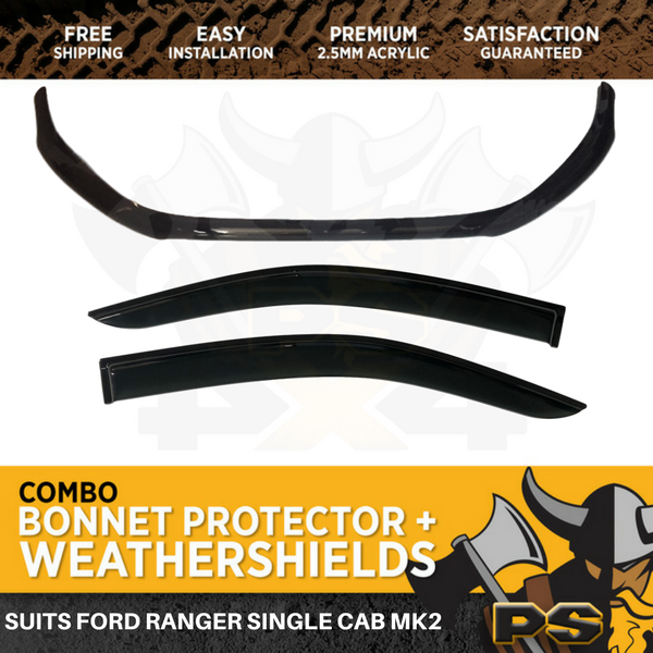 Bonnet Protector, Weather Shields Visor for Ford Ranger MK2 Single Cab 2015-2022