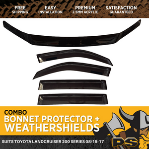 Bonnet Protector, Weather shields Visors For Toyota Landcruiser 200 Series 2015+