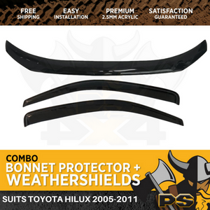 Bonnet Protector & Weathershields to suit Single Cab Toyota Hilux 2005-2011
