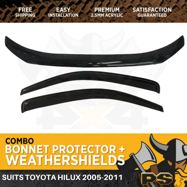 Bonnet Protector & Weathershields to suit Single Cab Toyota Hilux 2005-2011