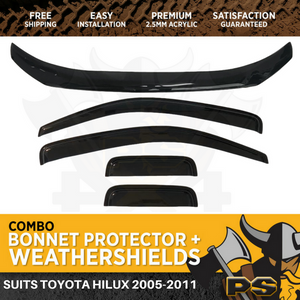 Bonnet Protector & Weathershields to suit Space Cab Toyota Hilux 2005-2011 Visor
