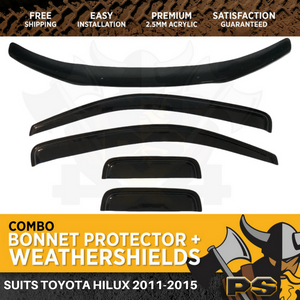 Bonnet Protector & Weathershields to suit Space Cab Toyota Hilux 2011-2015 Visor
