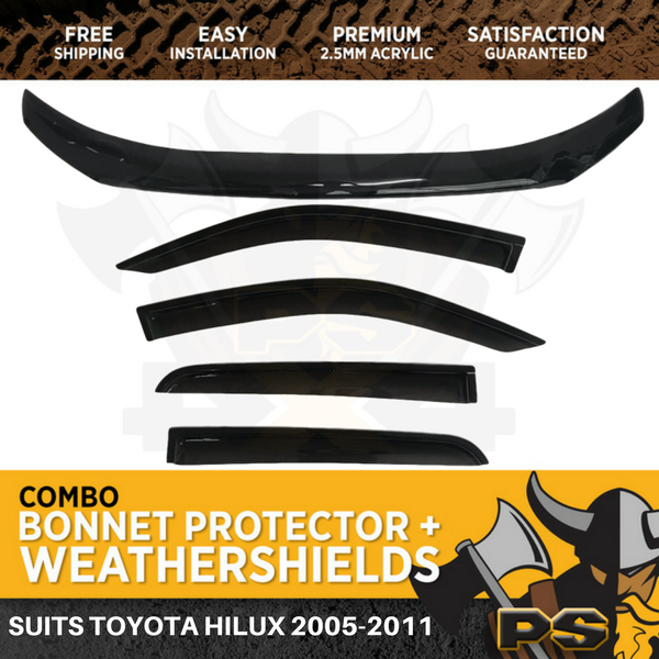 Bonnet Protector & Weathershields to suit Toyota Hilux 2005-2011 Window Visors