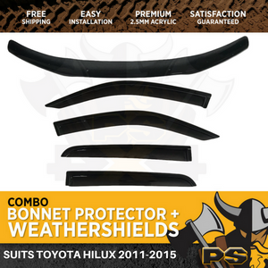 Bonnet Protector & Weathershields to suit Toyota Hilux 2011-2015 Window Visors
