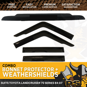Bonnet Protector & Window Visors for Toyota Landcruiser 70 75 76 Series 84-07