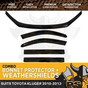 Bonnet Protector & Window Visors to suit Toyota Kluger 2010-2013 Weathershields
