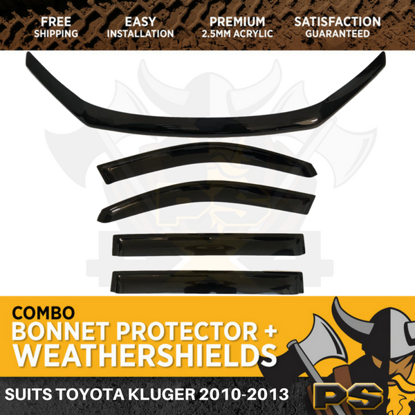 Bonnet Protector & Window Visors to suit Toyota Kluger 2010-2013 Weathershields