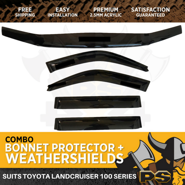 Bonnet Protector & Window Visors to suit Toyota Landcruiser 100 Series 1998-2007