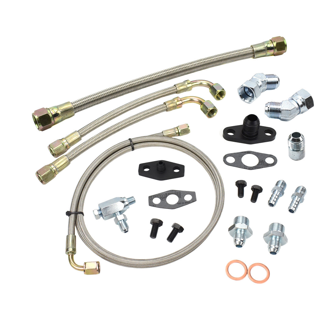 Braided Turbo Oil Water Line Kit Garrett T3 T4 (M18 Water Port ...