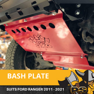 Bash Plate 4mm 2pc Powder Coated Red suit Ford Ranger 2011-2020 Sump Guard