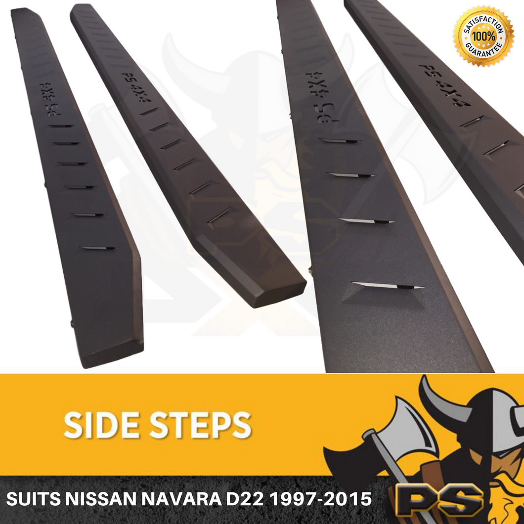 Steel Side Steps for Nissan Navara D22 1997-2015 Sidesteps Side steps Matte Black