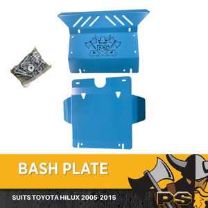 Bash Plate Sump Guard 4mm for Toyota Hilux 2005-2015 2pc Blue Powder Coated