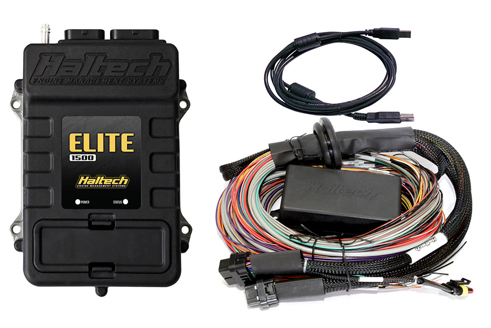Elite 1500 + Premium Universal Wire-in Harness Kit
Outputs: Up to 4 injector and 4 ignition.
Suits: Universal 1-12 cylinder or 2 rotor applications.