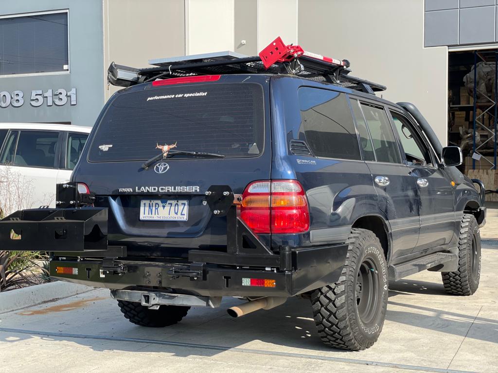 PS4X4 Rear Bar Spare Wheel Carrier Dual to suit Toyota Landcruiser 105 Series