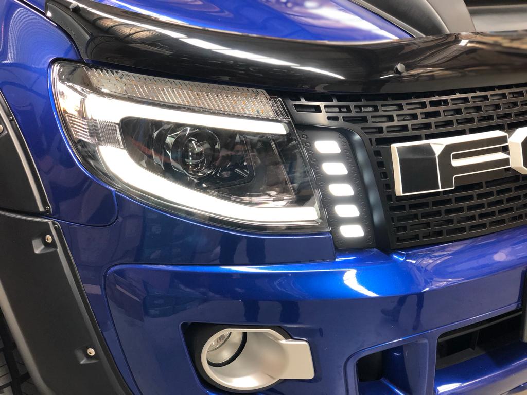 PS4X4 BLACK LED SMOKED HEAD LIGHTS TO SUIT FORD RANGER PX1 2011-2015
