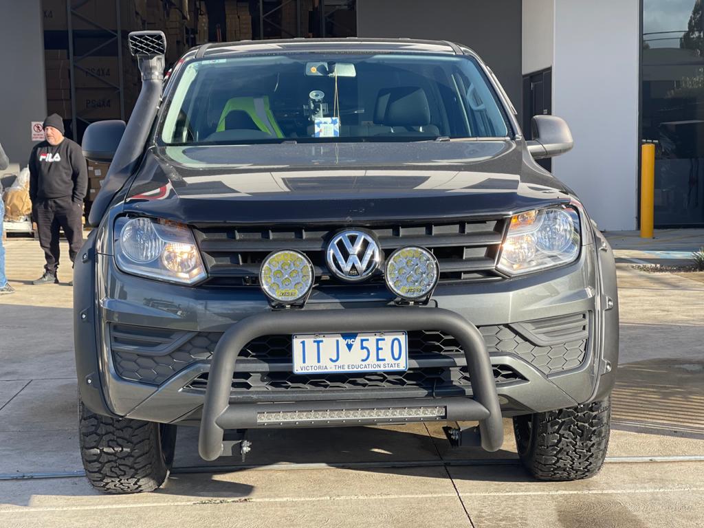 Nudge Bar For VW VOLKSWAGEN AMAROK 2011-2020 Matte Black Steel Grille Guard + Light Bar