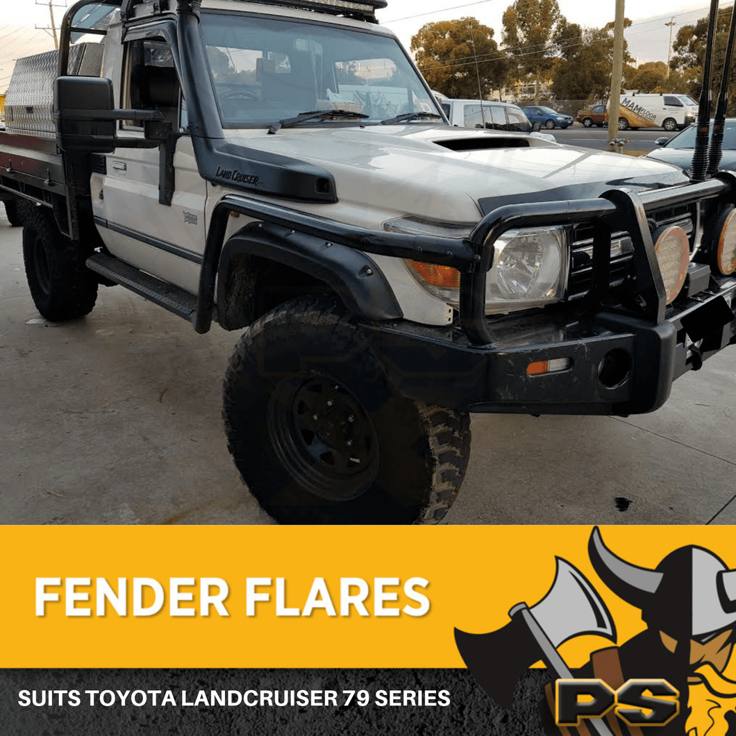Flares to suit Toyota Landcruiser 79 Series 2007+ Kit Black Jungle Guards 2PC