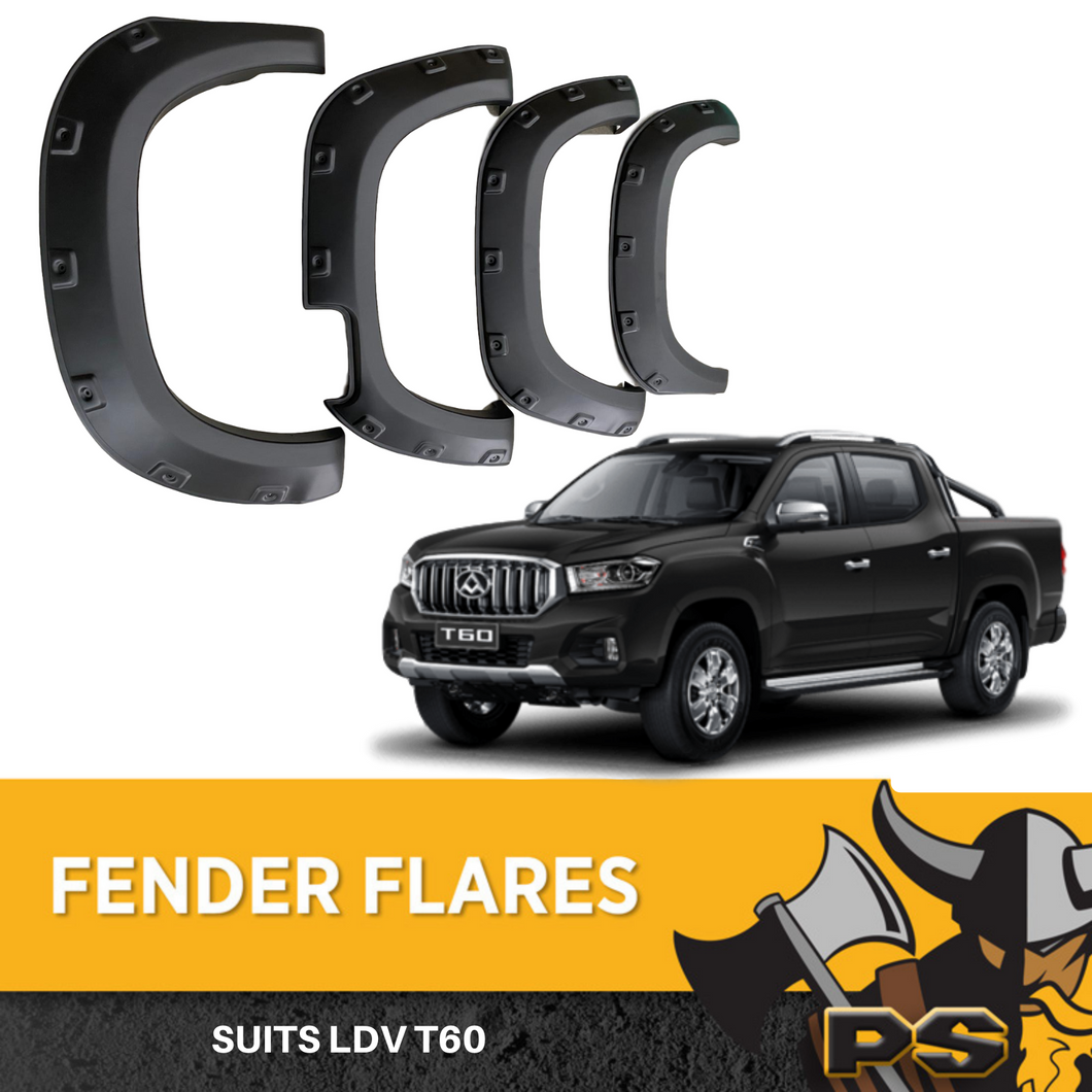 PS4X4 LDV T60 Mega Tub Jungle Flares Matte Black 6 Piece Kit