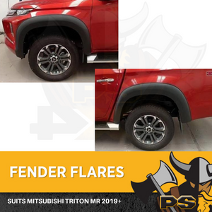 MITSUBISHI TRITON FENDER FLARES 2019+ MR MATTE BLACK ABS front+rear GUARD