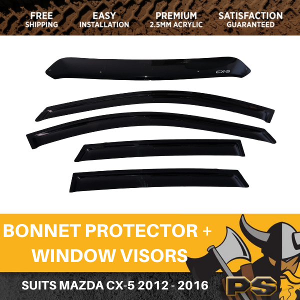 Mazda CX-5 CX5 2012 - 2016 Bonnet Protector & Window Visors Weather Shields