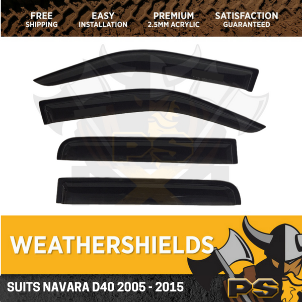 Superior Weathershields Window Door Visors for Nissan Navara D40 2005-2015