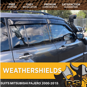 Weathershields Weather Window Visors Fit Mitsubishi Pajero 2000-2015 Tinted Black