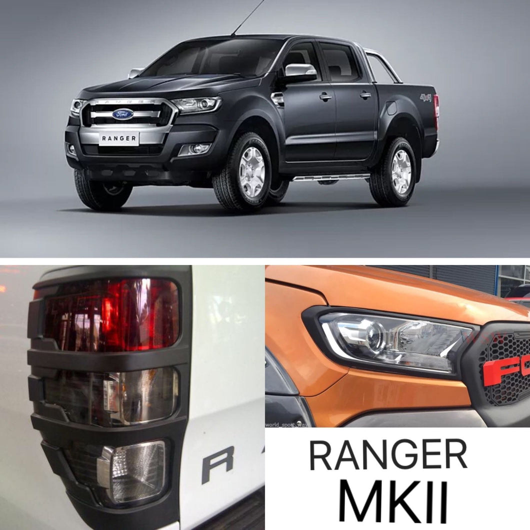 Ford Ranger PX2 MK2 2016-2018 Matte Black Head Light Tail Light Lamp Cover