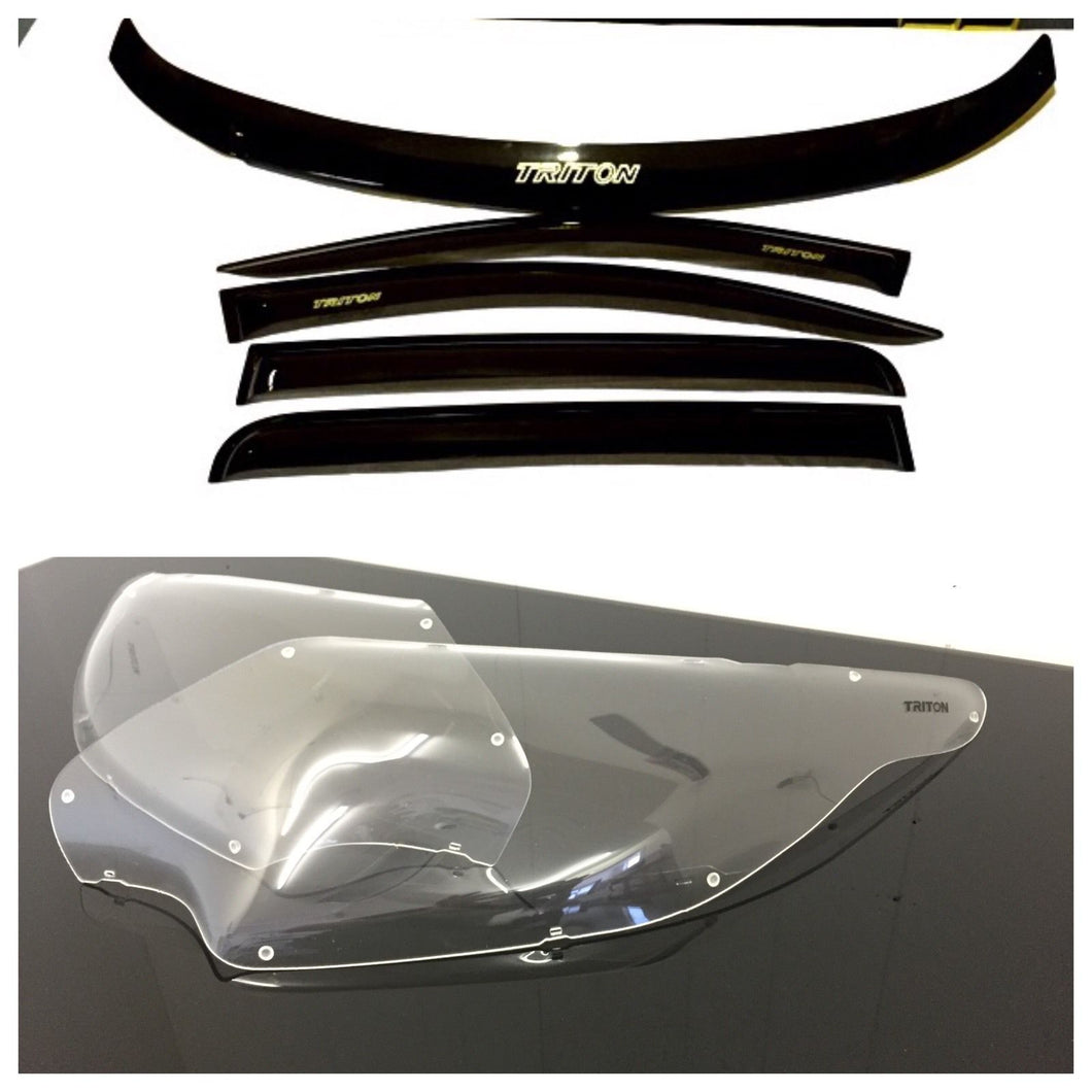 Mitsubishi Triton MQ 2015-2018 Bonnet Protector, Weather Shield & Light Covers (no writing on items i.e.