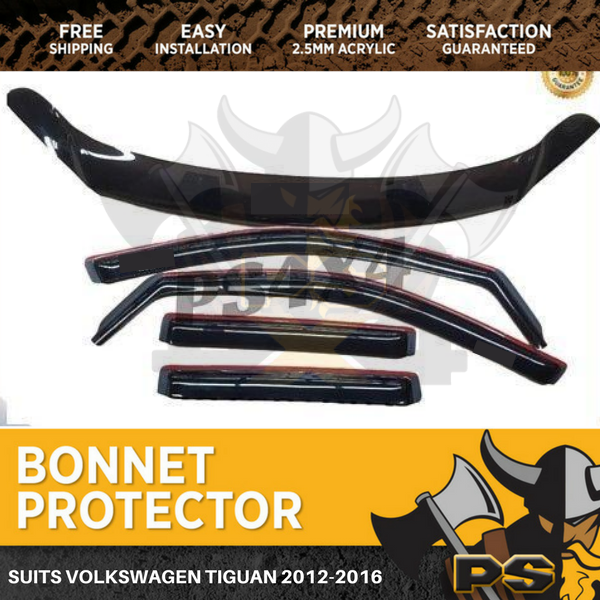 Volkswagen Tiguan 2012-2016 Bonnet Protector & Window Visors Weather Shields