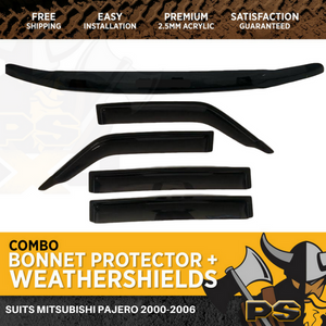 Mitsubishi Pajero 2000-2006 NM NP Bonnet Protector & Window Visors