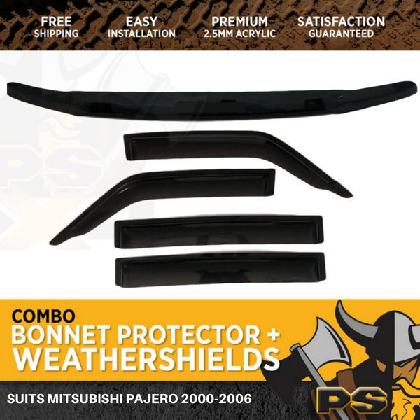 Mitsubishi Pajero 2000-2006 NM NP Bonnet Protector & Window Visors