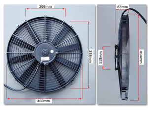 SPAL 16" Fan straight blade 1469CFM 62mm deep
